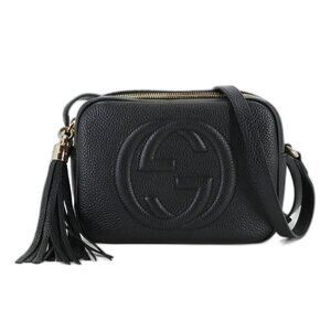 Gucci Soho Shoulder Bag Leather Black Gold